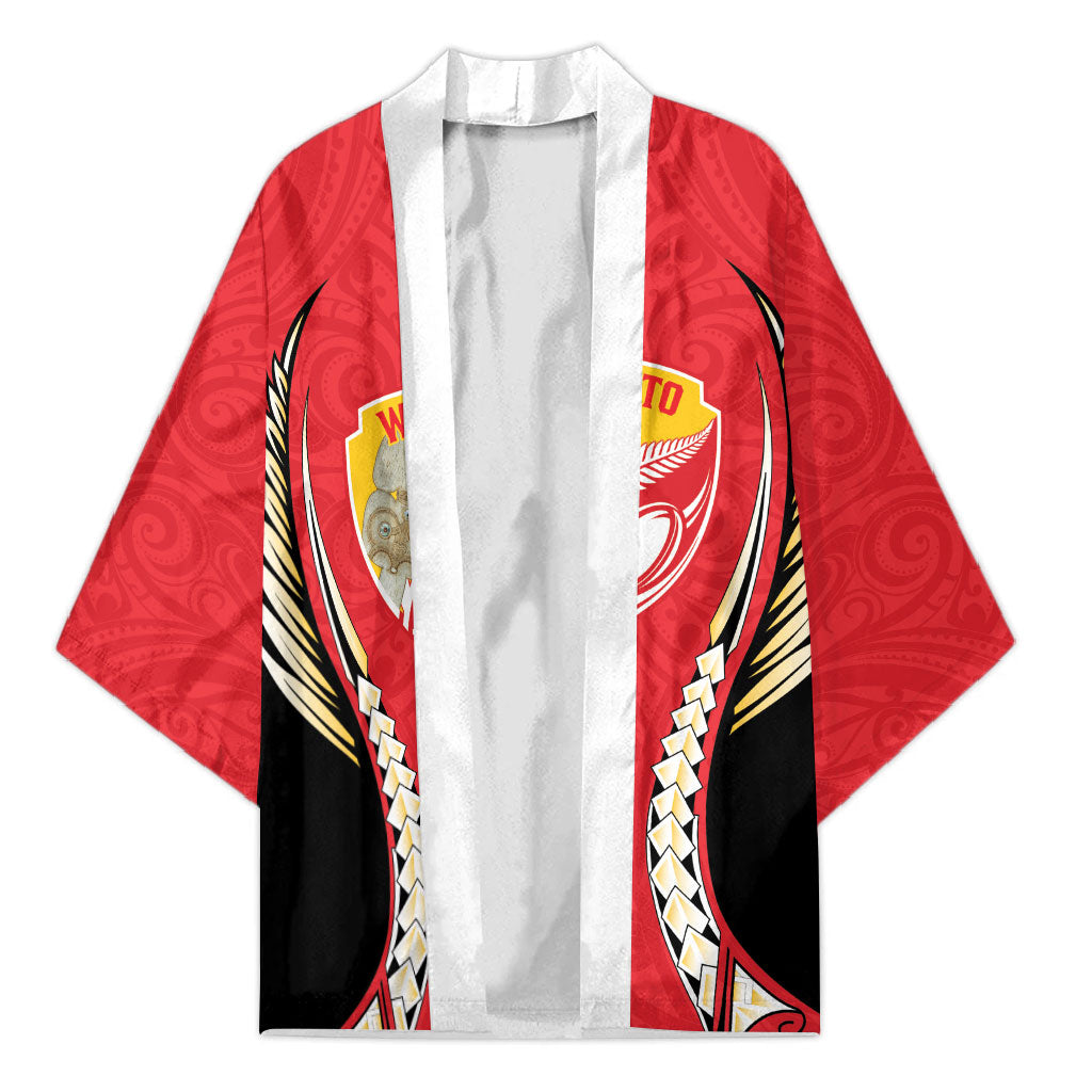 Waikato 2026 Rugby Custom Kimono NZ Maori Silver Fern LT14 Unisex Red - Polynesian Pride