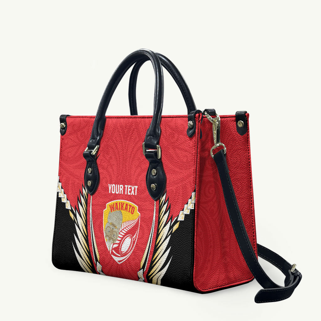 Waikato 2026 Rugby Custom Leather Bag NZ Maori Silver Fern LT14 Red - Polynesian Pride