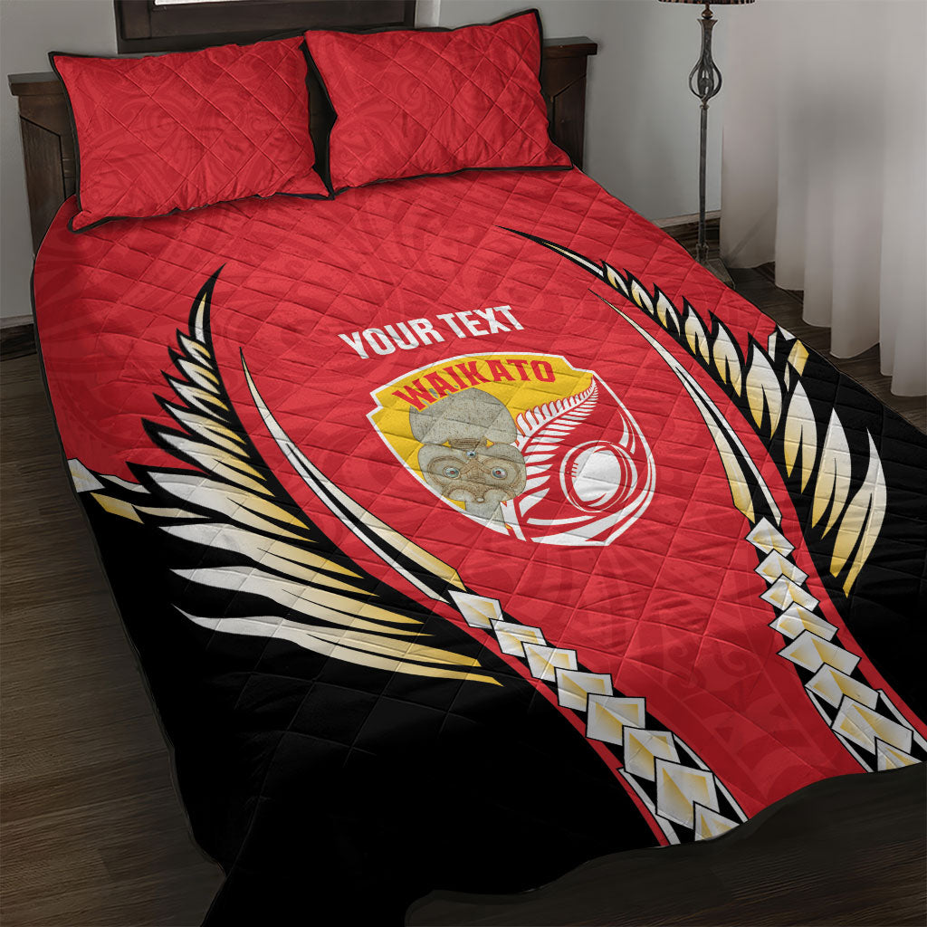Waikato 2026 Rugby Custom Quilt Bed Set NZ Maori Silver Fern LT14 Red - Polynesian Pride