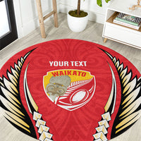 Waikato 2026 Rugby Custom Round Carpet NZ Maori Silver Fern LT14 Red - Polynesian Pride