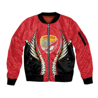 Waikato 2026 Rugby Custom Sleeve Zip Bomber Jacket NZ Maori Silver Fern LT14 Unisex Red - Polynesian Pride