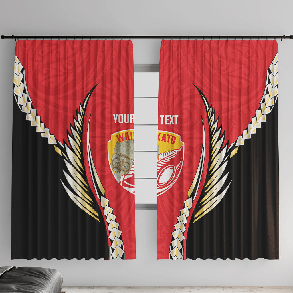 Waikato 2026 Rugby Custom Window Curtain NZ Maori Silver Fern LT14 With Hooks Red - Polynesian Pride