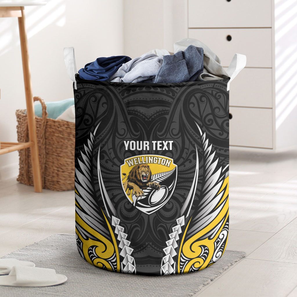 Wellington 2026 Rugby Custom Laundry Basket NZ Maori Silver Fern LT14 Black - Polynesian Pride