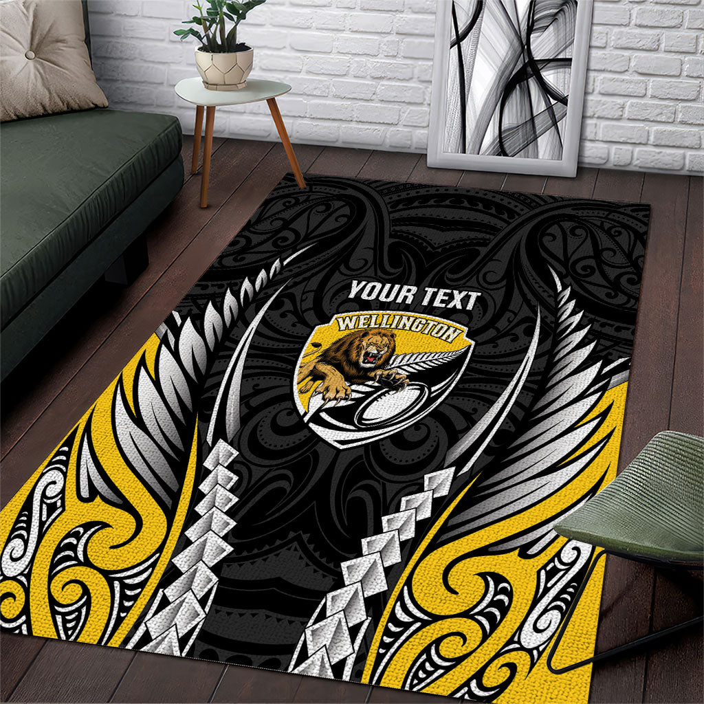 Wellington 2026 Rugby Custom Area Rug NZ Maori Silver Fern LT14 Black - Polynesian Pride