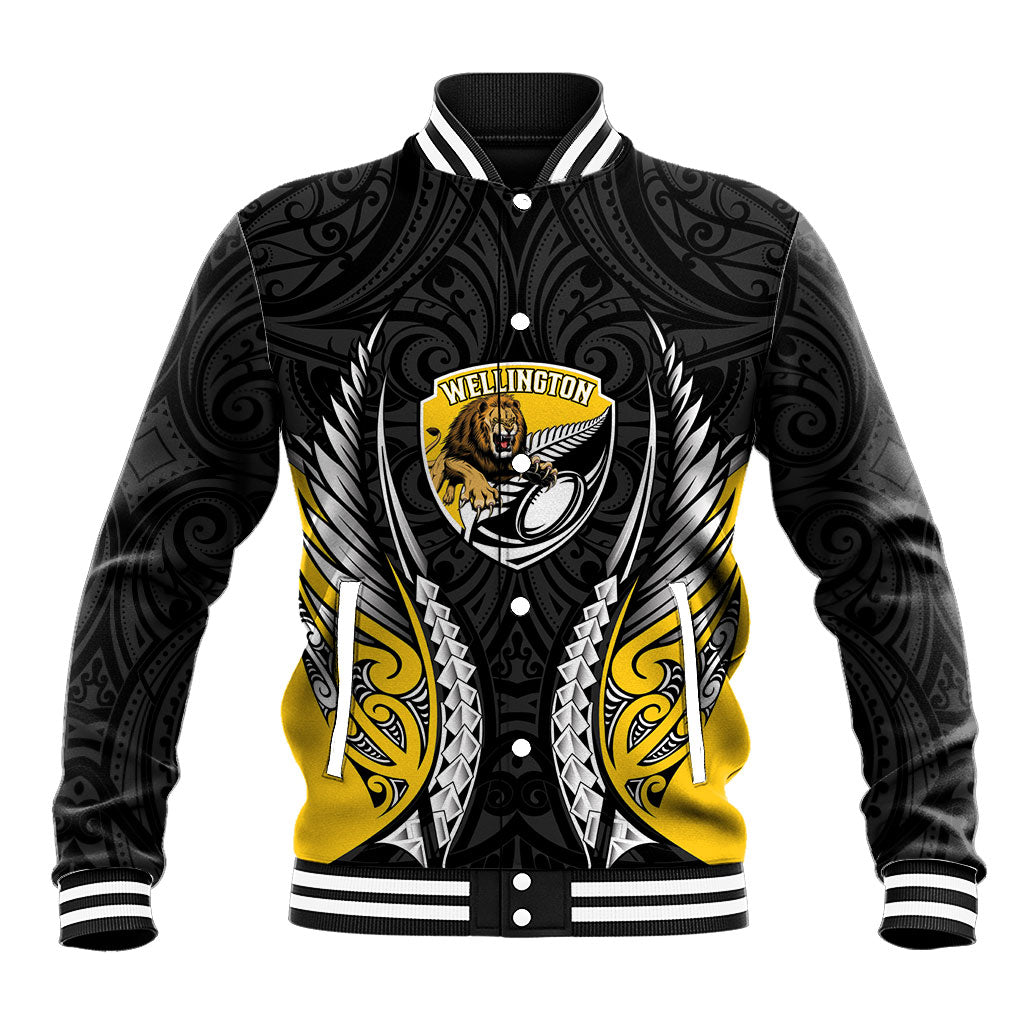 Wellington 2026 Rugby Custom Baseball Jacket NZ Maori Silver Fern LT14 Unisex Black - Polynesian Pride
