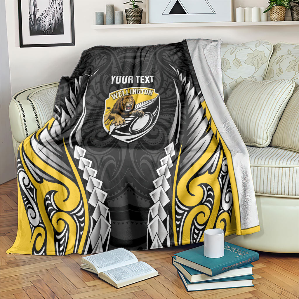 Wellington 2026 Rugby Custom Blanket NZ Maori Silver Fern LT14 Black - Polynesian Pride