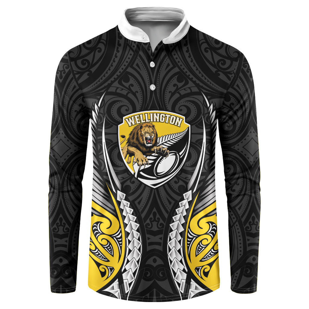 Wellington 2026 Rugby Custom Button Sweatshirt NZ Maori Silver Fern LT14 Black - Polynesian Pride