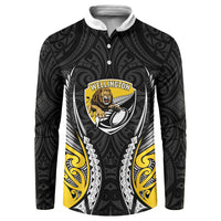 Wellington 2026 Rugby Custom Button Sweatshirt NZ Maori Silver Fern LT14 Black - Polynesian Pride