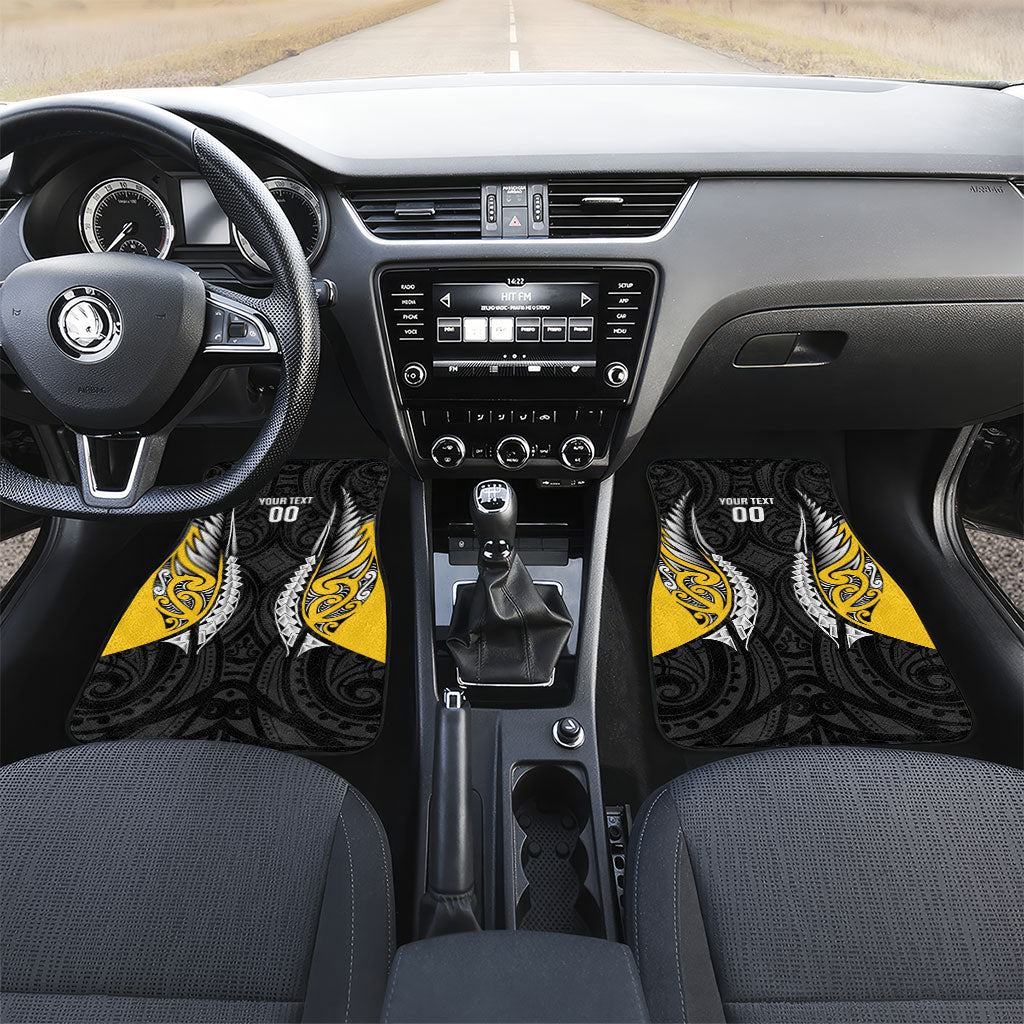 Wellington 2026 Rugby Custom Car Mats NZ Maori Silver Fern LT14 Set 2pcs - Front Black - Polynesian Pride