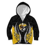 Wellington 2026 Rugby Custom Kid Hoodie NZ Maori Silver Fern LT14 Zip Hoodie Black - Polynesian Pride