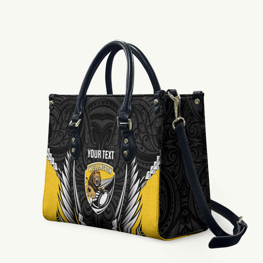 Wellington 2026 Rugby Custom Leather Bag NZ Maori Silver Fern LT14 Black - Polynesian Pride