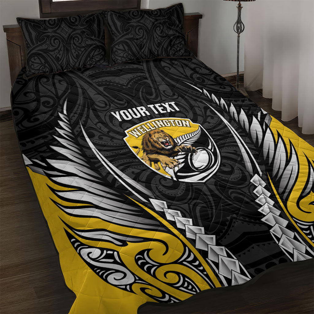Wellington 2026 Rugby Custom Quilt Bed Set NZ Maori Silver Fern LT14 Black - Polynesian Pride