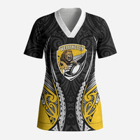 Wellington 2026 Rugby Custom Scrub Top NZ Maori Silver Fern LT14 Adult Black - Polynesian Pride