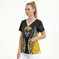 Wellington 2026 Rugby Custom Scrub Top NZ Maori Silver Fern LT14 - Polynesian Pride