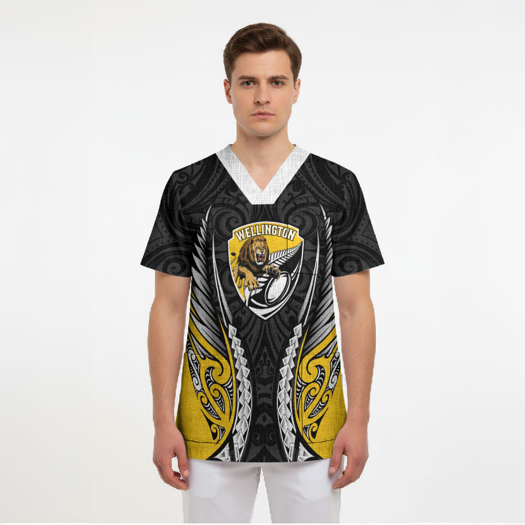 Wellington 2026 Rugby Custom Scrub Top NZ Maori Silver Fern LT14 - Polynesian Pride