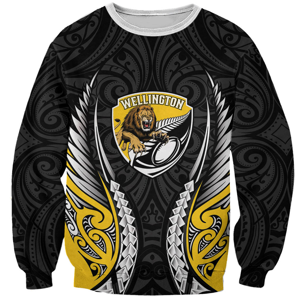 Wellington 2026 Rugby Custom Sweatshirt NZ Maori Silver Fern LT14 Unisex Black - Polynesian Pride
