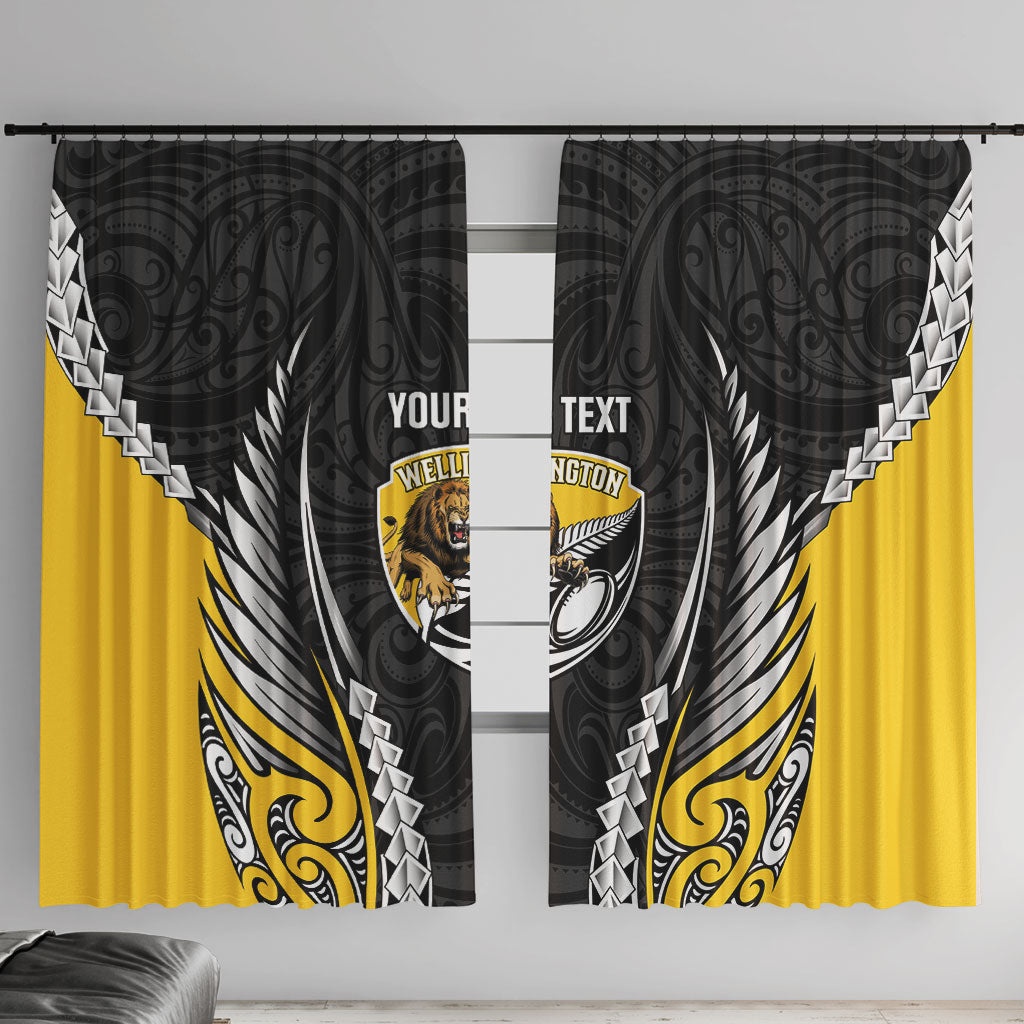 Wellington 2026 Rugby Custom Window Curtain NZ Maori Silver Fern LT14 With Hooks Black - Polynesian Pride