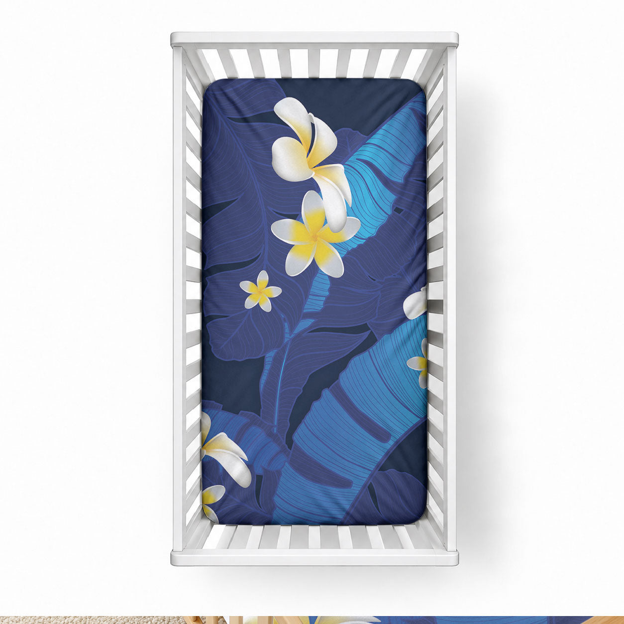 Teal Purple Banana Leaf Hawaii Baby Bed Cover Lau Maia Plumeria Tropical Summer Vibes