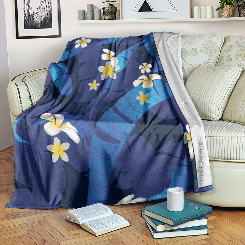 Teal Purple Banana Leaf Hawaii Blanket Lau Maia Plumeria Tropical Summer Vibes LT14 Teal Purple - Polynesian Pride