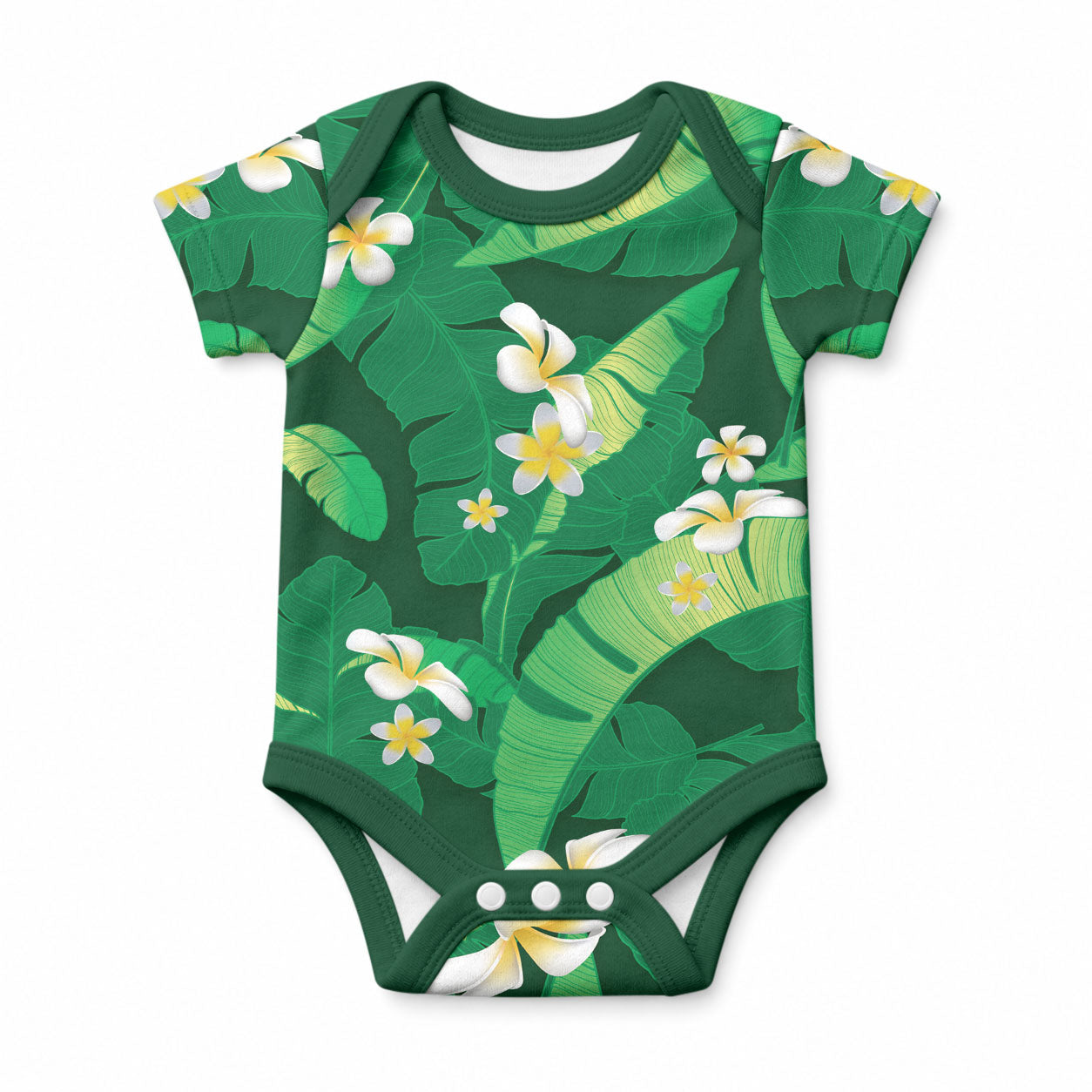 Green Banana Leaf Hawaii Baby Onesie Lau Maia Plumeria Tropical Summer Vibes