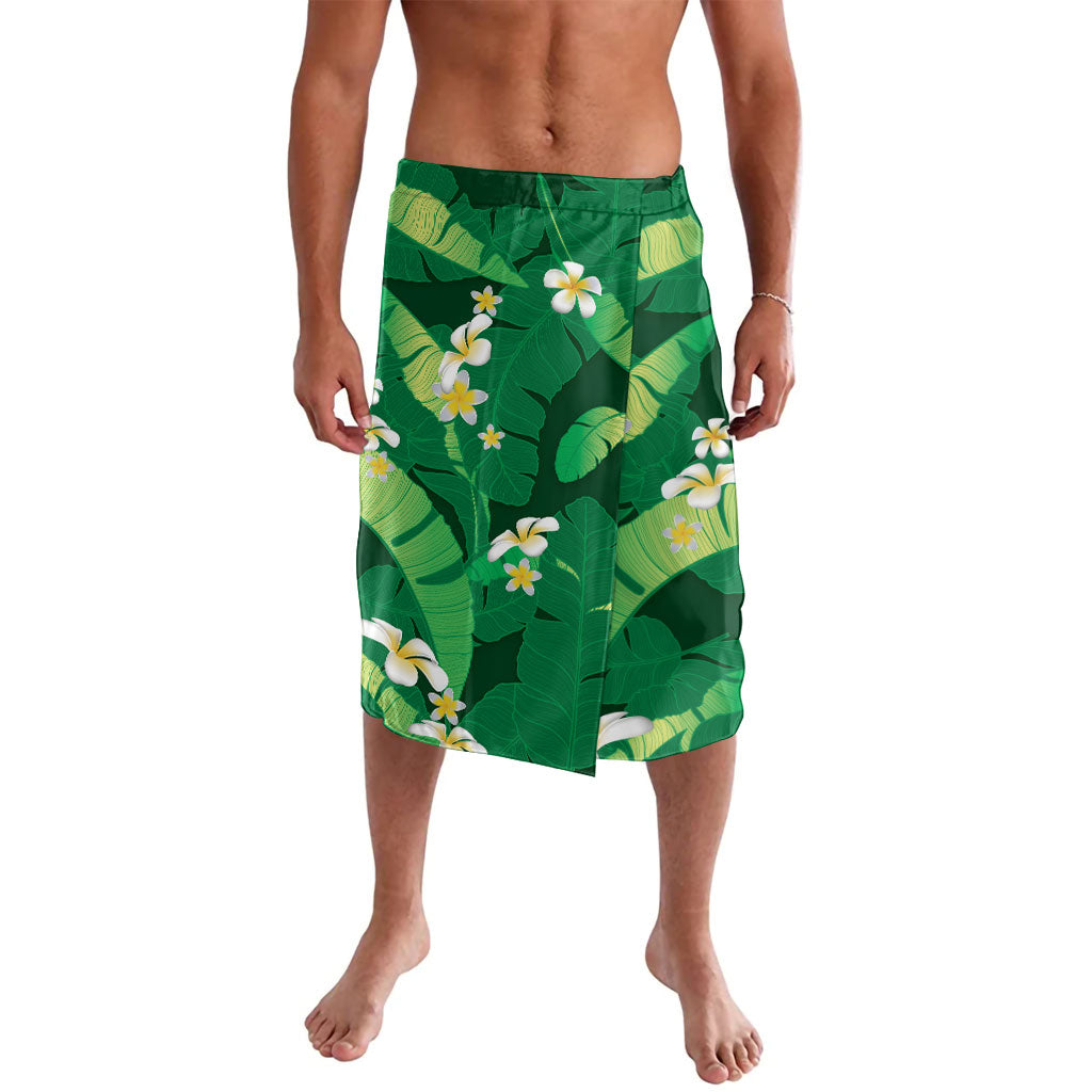Green Banana Leaf Hawaii Lavalava Lau Maia Plumeria Tropical Summer Vibes LT14 Green - Polynesian Pride