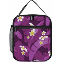 Purple Banana Leaf Hawaii Lunch Bag Lau Maia Plumeria Tropical Summer Vibes LT14 10.2 × 8.3 × 4.3 inch Purple - Polynesian Pride