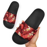 Red Banana Leaf Hawaii Slide Sandals Lau Maia Plumeria Tropical Summer Vibes LT14 - Polynesian Pride