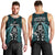 New Zealand Aotearoa Rugby Men Tank Top NZ Tiki With Maori Fern World Cup Turquoise Version LT14 - Polynesian Pride