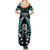 New Zealand Aotearoa Rugby Summer Maxi Dress NZ Tiki With Maori Fern World Cup Turquoise Version LT14 - Polynesian Pride