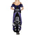 New Zealand Aotearoa Rugby Summer Maxi Dress NZ Tiki With Maori Fern World Cup Blue Version LT14 - Polynesian Pride