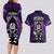 New Zealand Aotearoa Rugby Couples Matching Long Sleeve Bodycon Dress and Hawaiian Shirt NZ Tiki With Maori Fern World Cup Purple Version LT14 - Polynesian Pride