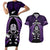 New Zealand Aotearoa Rugby Couples Matching Short Sleeve Bodycon Dress and Hawaiian Shirt NZ Tiki With Maori Fern World Cup Purple Version LT14 Purple - Polynesian Pride