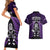 New Zealand Aotearoa Rugby Couples Matching Short Sleeve Bodycon Dress and Hawaiian Shirt NZ Tiki With Maori Fern World Cup Purple Version LT14 - Polynesian Pride