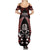 New Zealand Aotearoa Rugby Summer Maxi Dress NZ Tiki With Maori Fern World Cup Red Version LT14 - Polynesian Pride