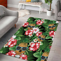 Pineapple Skull Aloha Hawaii Area Rug Summer Vibes Tropical Seamless Pattern LT14 - Polynesian Pride