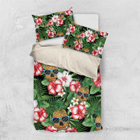 Pineapple Skull Aloha Hawaii Bedding Set Summer Vibes Tropical Seamless Pattern LT14 US Twin 172cm x 218cm Black - Polynesian Pride