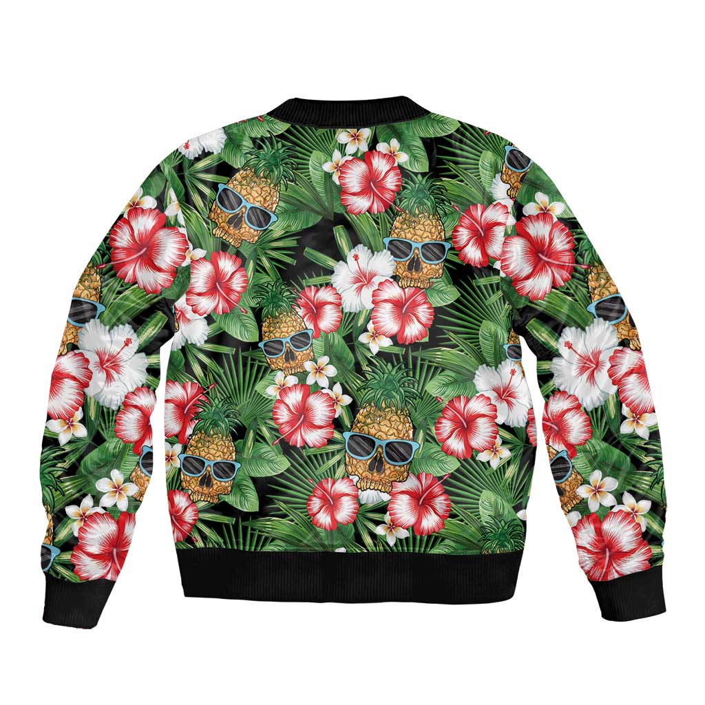 Pineapple Skull Aloha Hawaii Bomber Jacket Summer Vibes Tropical Seamless Pattern LT14 - Polynesian Pride