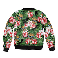 Pineapple Skull Aloha Hawaii Bomber Jacket Summer Vibes Tropical Seamless Pattern LT14 - Polynesian Pride