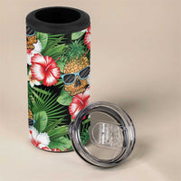 Pineapple Skull Aloha Hawaii 4 in 1 Can Cooler Tumbler Summer Vibes Tropical Seamless Pattern LT14 - Polynesian Pride
