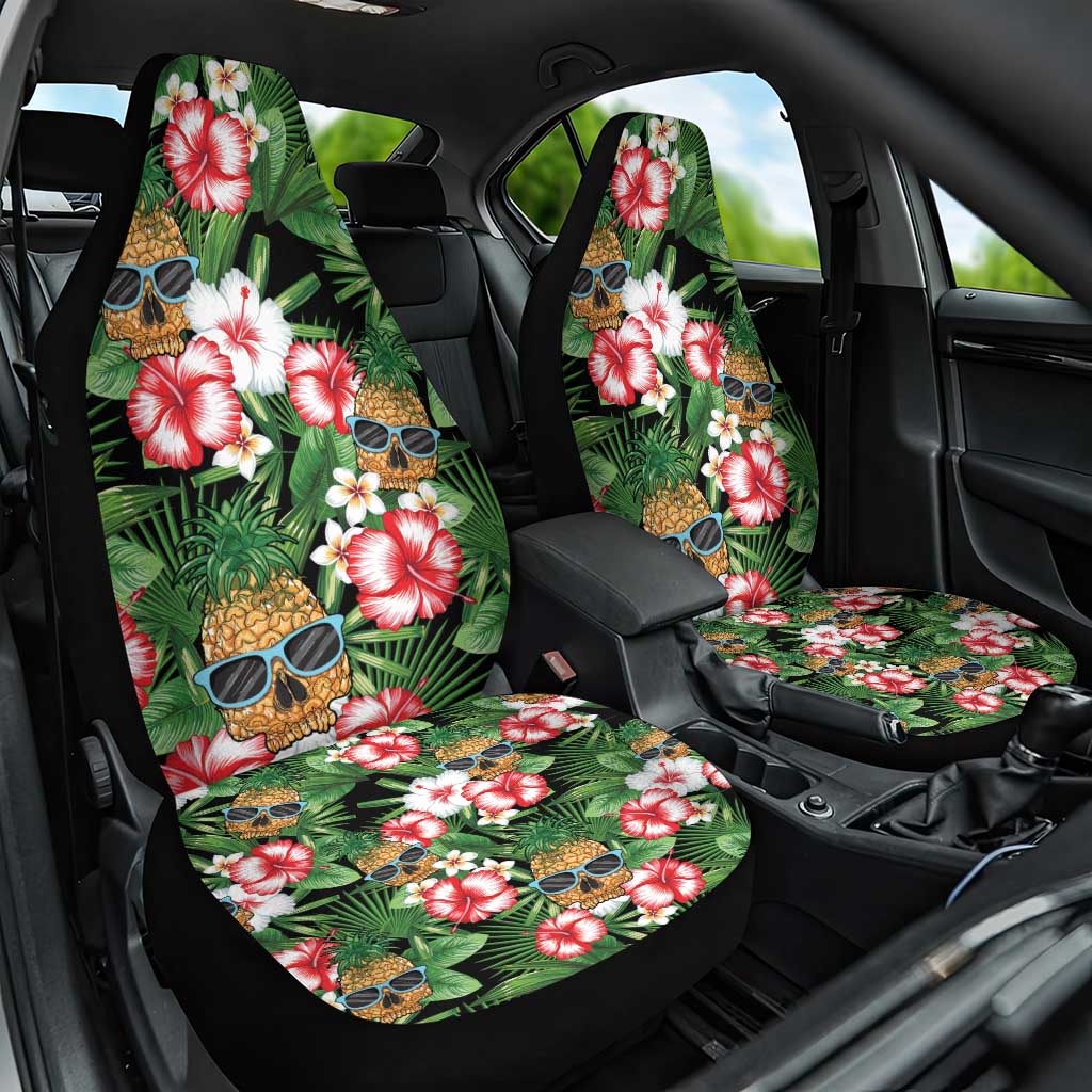 Pineapple Skull Aloha Hawaii Car Seat Cover Summer Vibes Tropical Seamless Pattern LT14 One Size Black - Polynesian Pride