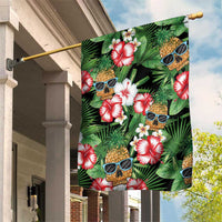 Pineapple Skull Aloha Hawaii Garden Flag Summer Vibes Tropical Seamless Pattern LT14 House Flag Black - Polynesian Pride