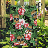 Pineapple Skull Aloha Hawaii Garden Flag Summer Vibes Tropical Seamless Pattern LT14 Garden Flag Black - Polynesian Pride