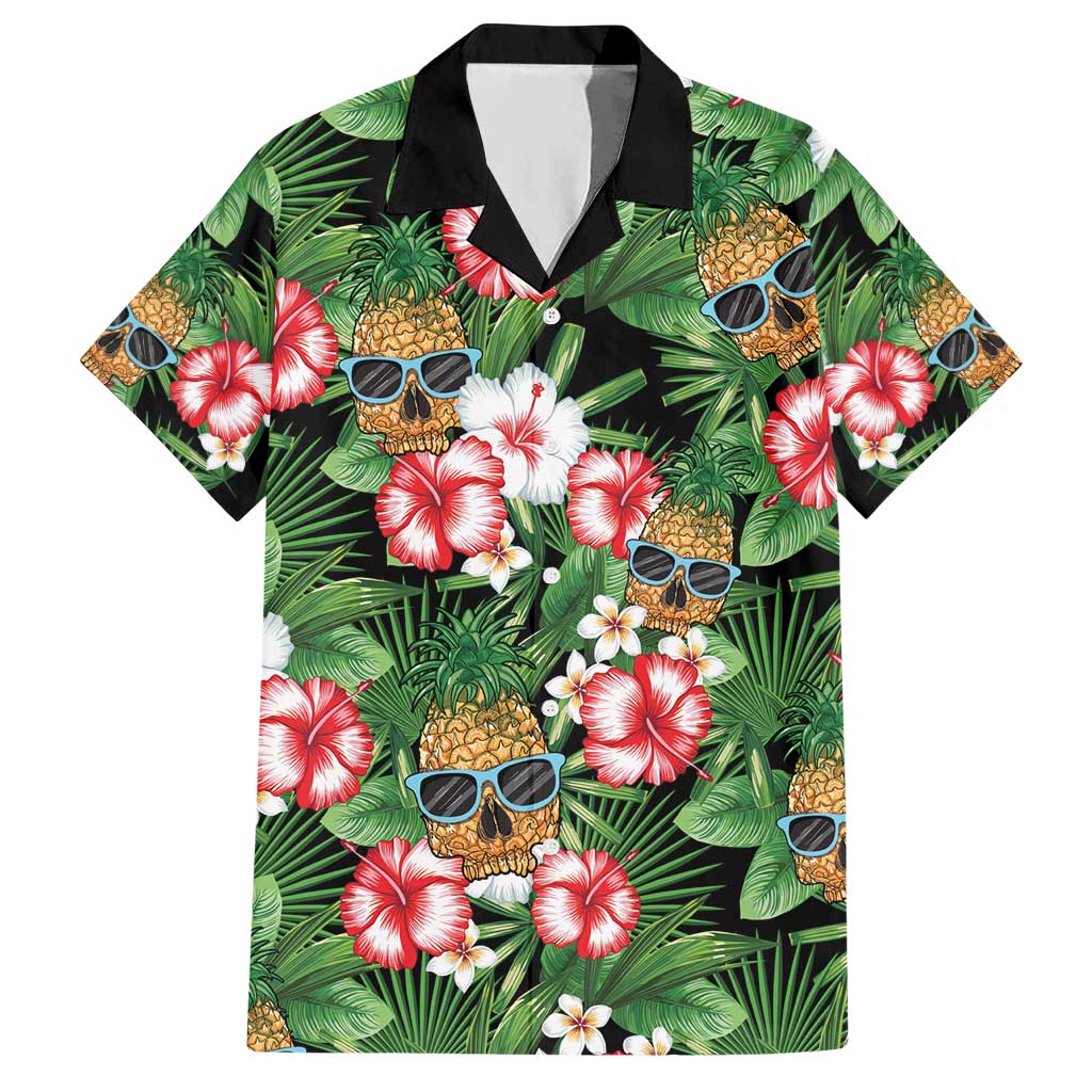 Pineapple Skull Aloha Hawaii Hawaiian Shirt Summer Vibes Tropical Seamless Pattern LT14 Black - Polynesian Pride