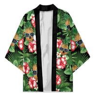 Pineapple Skull Aloha Hawaii Kimono Summer Vibes Tropical Seamless Pattern LT14 Unisex Black - Polynesian Pride