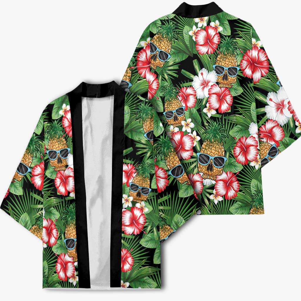 Pineapple Skull Aloha Hawaii Kimono Summer Vibes Tropical Seamless Pattern LT14 - Polynesian Pride
