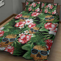 Pineapple Skull Aloha Hawaii Quilt Bed Set Summer Vibes Tropical Seamless Pattern LT14 - Polynesian Pride