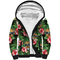 Pineapple Skull Aloha Hawaii Sherpa Hoodie Summer Vibes Tropical Seamless Pattern LT14 Unisex Black - Polynesian Pride