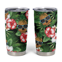Pineapple Skull Aloha Hawaii Tumbler Cup Summer Vibes Tropical Seamless Pattern LT14 Black - Polynesian Pride