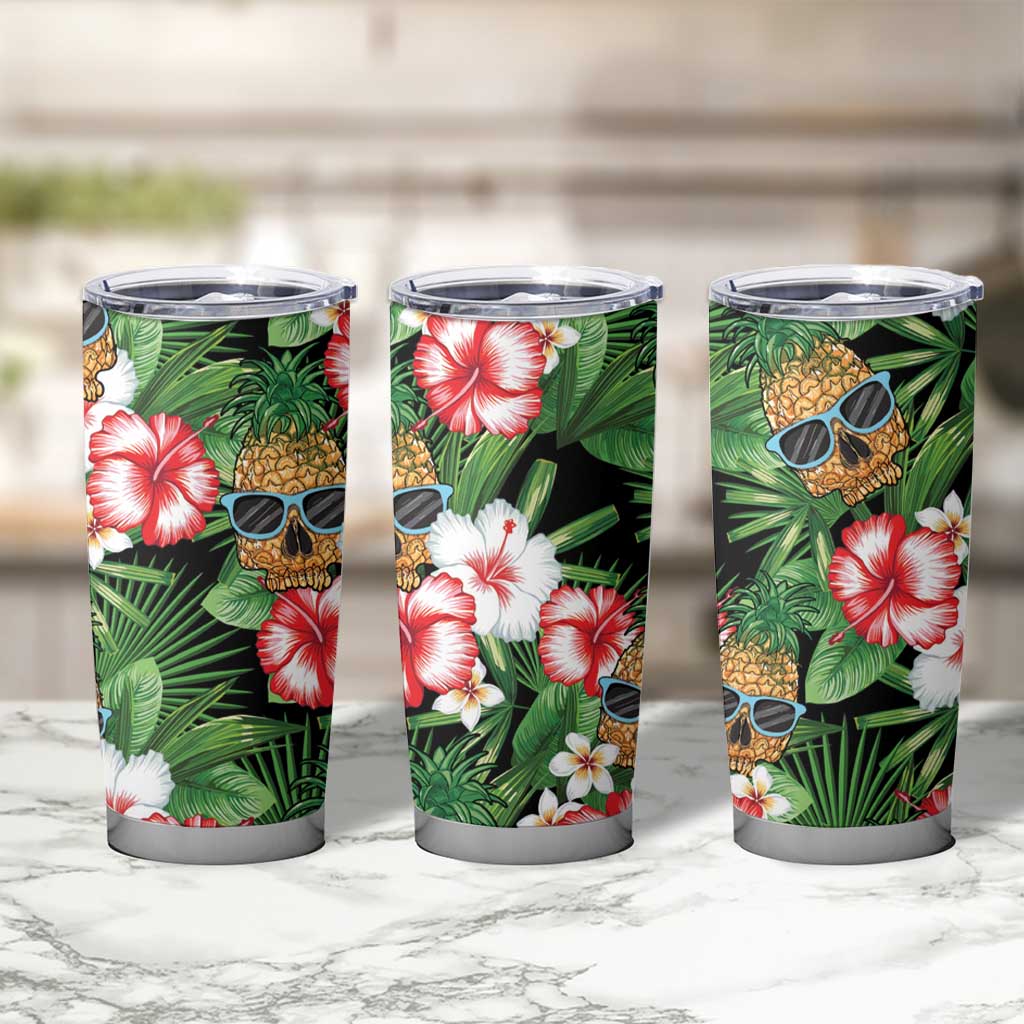 Pineapple Skull Aloha Hawaii Tumbler Cup Summer Vibes Tropical Seamless Pattern LT14 - Polynesian Pride