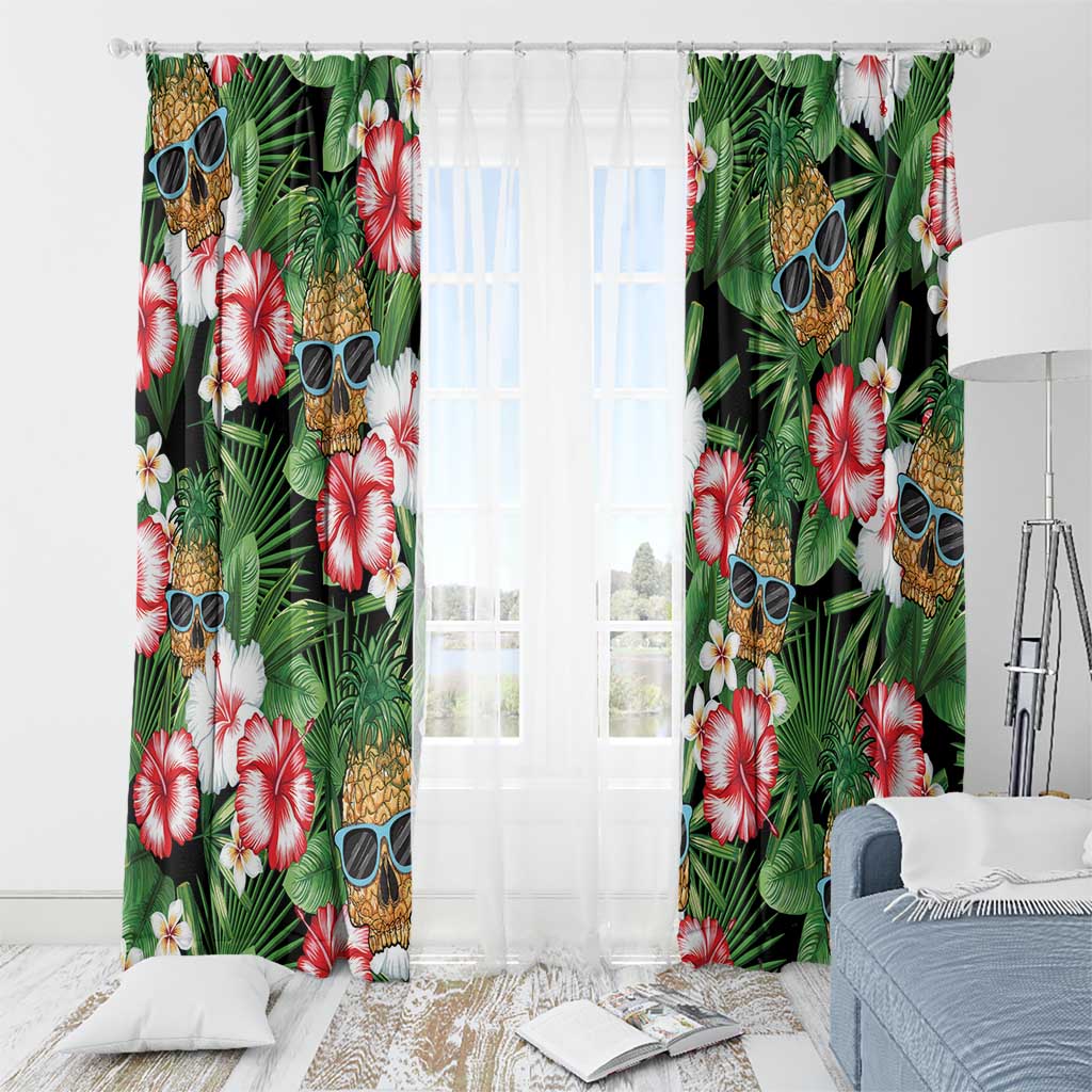 Pineapple Skull Aloha Hawaii Window Curtain Summer Vibes Tropical Seamless Pattern LT14 - Polynesian Pride